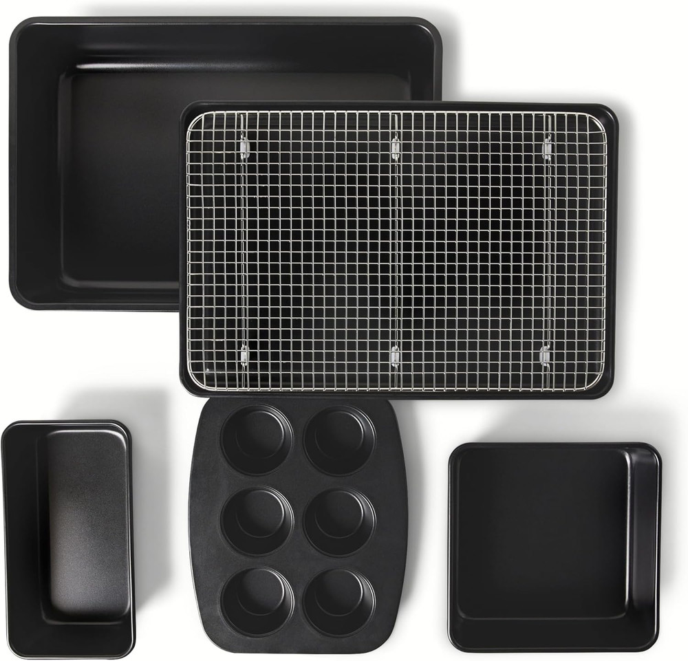 6 Piece Nonstick Bakeware Set Stackable Dishwasher and Oven-Safe
