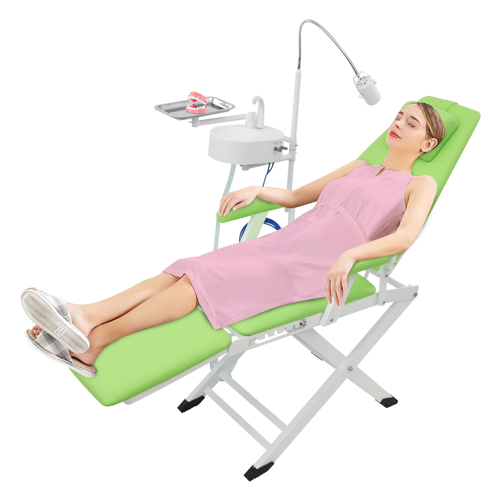 100kg Capacity Folding Mobile Chair LED Dental Chair Portable Dental Chair US