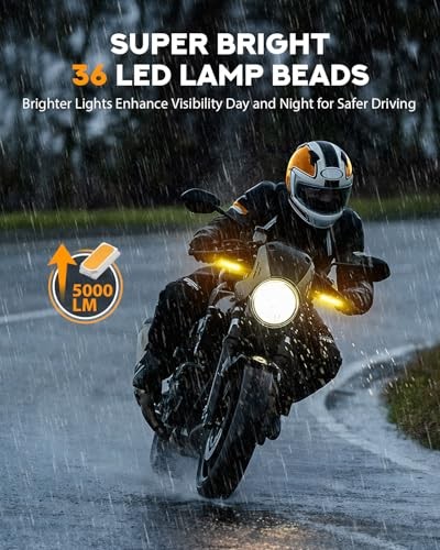 Flowing LED Motorcycle Turn Signals 1V Super Bright Universal Sequential 2pc