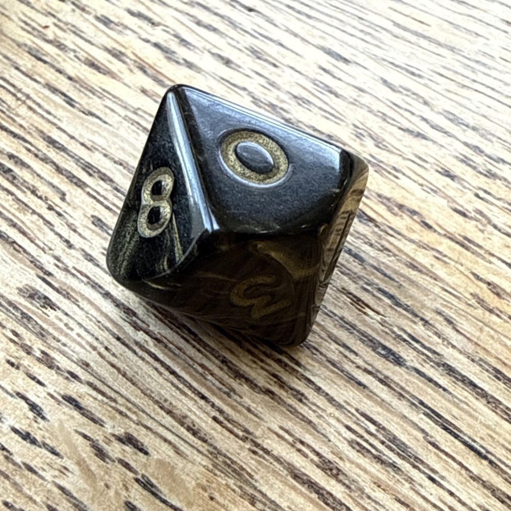 Crystal Caste Ancient / Goldmist - Black - Complete 7 dice Set + 2 Extra D6