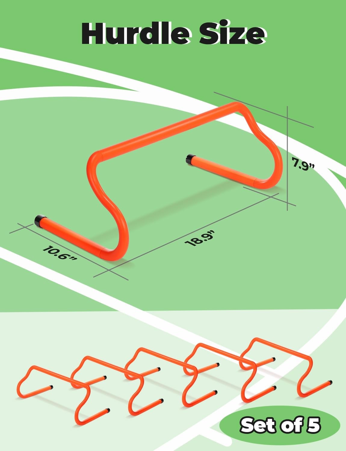 GHB Agility Hurdles Speed Training Hurdles, Detachable 5 Pack, orange