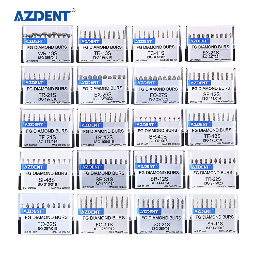 AZDENT Dental Super Coarse Diamond Burs Drills FG For High Speed Handpiece