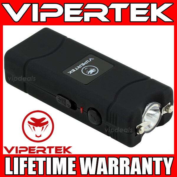 VIPERTEK Stun Gun Micro Mini BLACK VTS-881 Rechargeable LED Flashlight