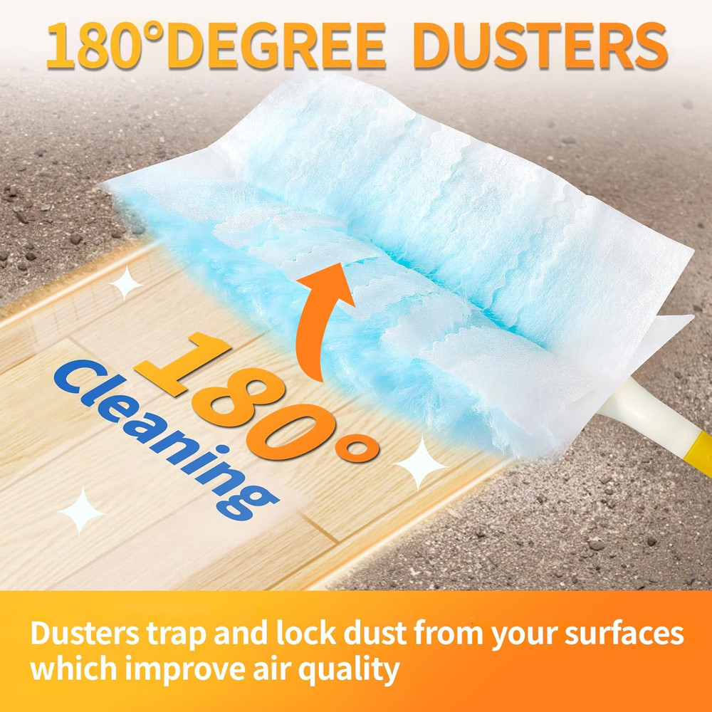 60 Count Swiffer Duster Refills with Handle - Multi-Surface Microfiber Dusting