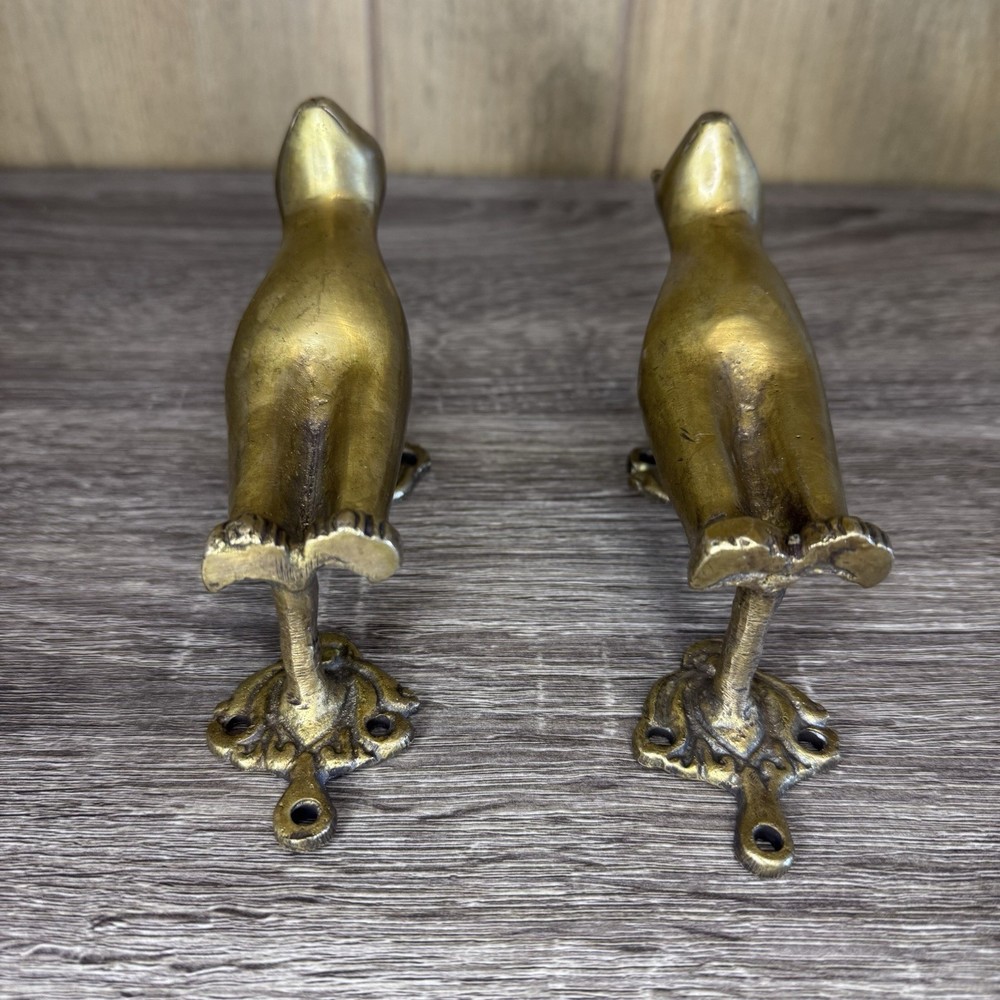 Brass Cat Design Wardrobe Pull Set Kitten Animal Theme Door Handle Two