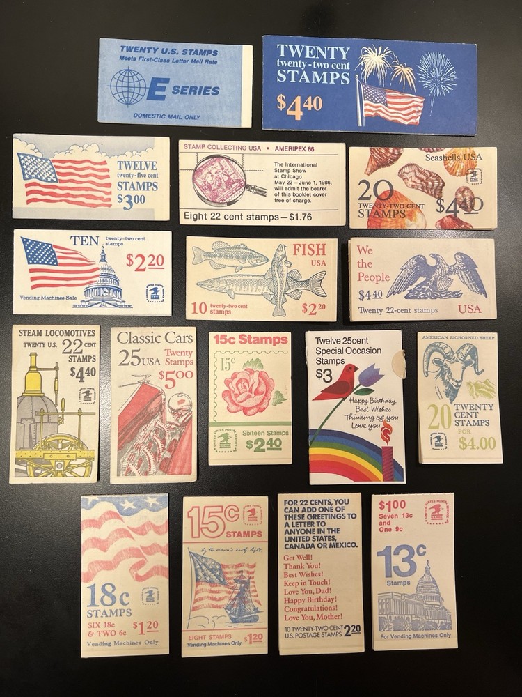 17- EMPTY U.S. Post Office Stamp  Booklets. Various Years. No Duplicates