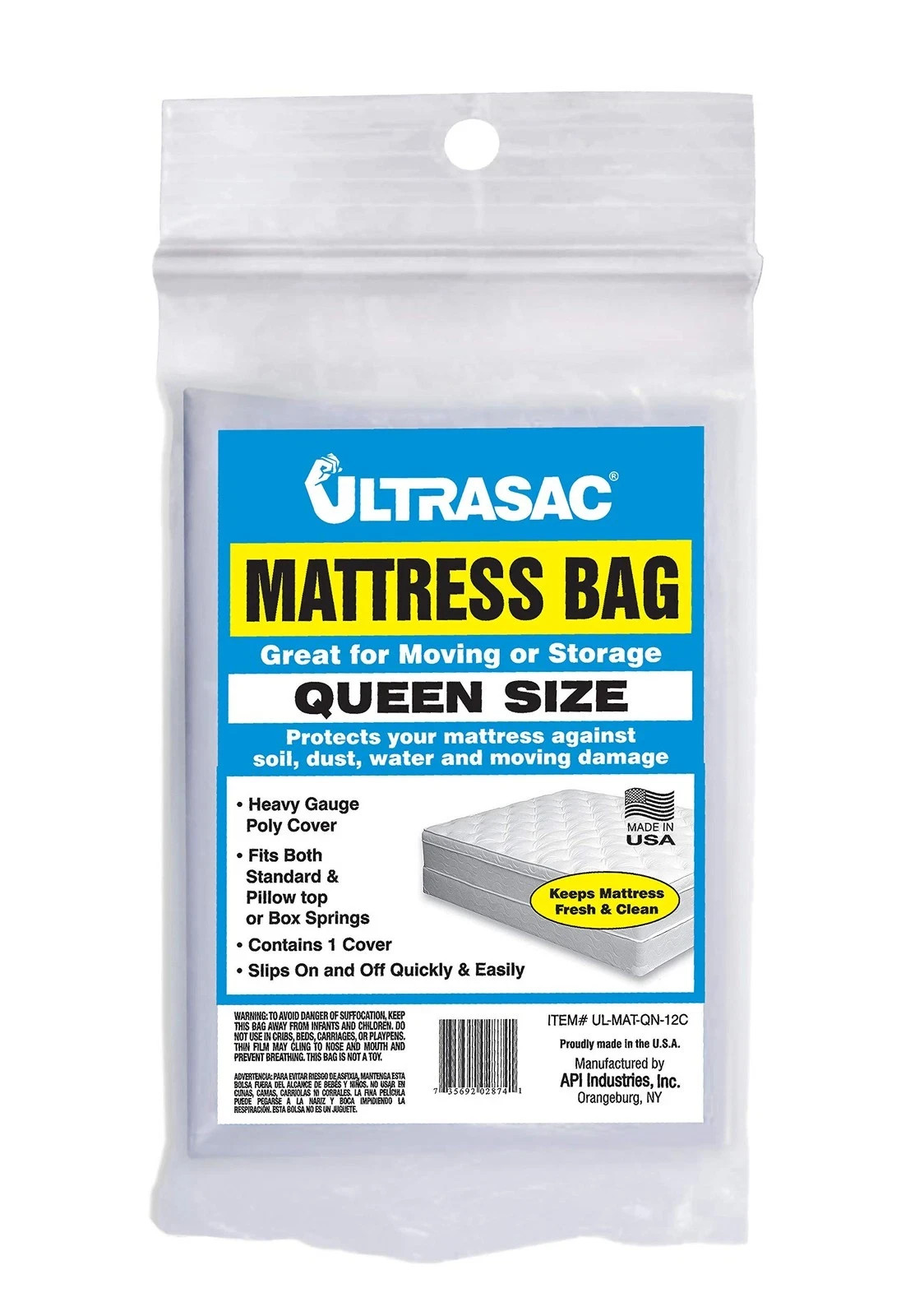 Mattress Bag for Moving Storage - Plastic Mattress Protector Cover, Queen