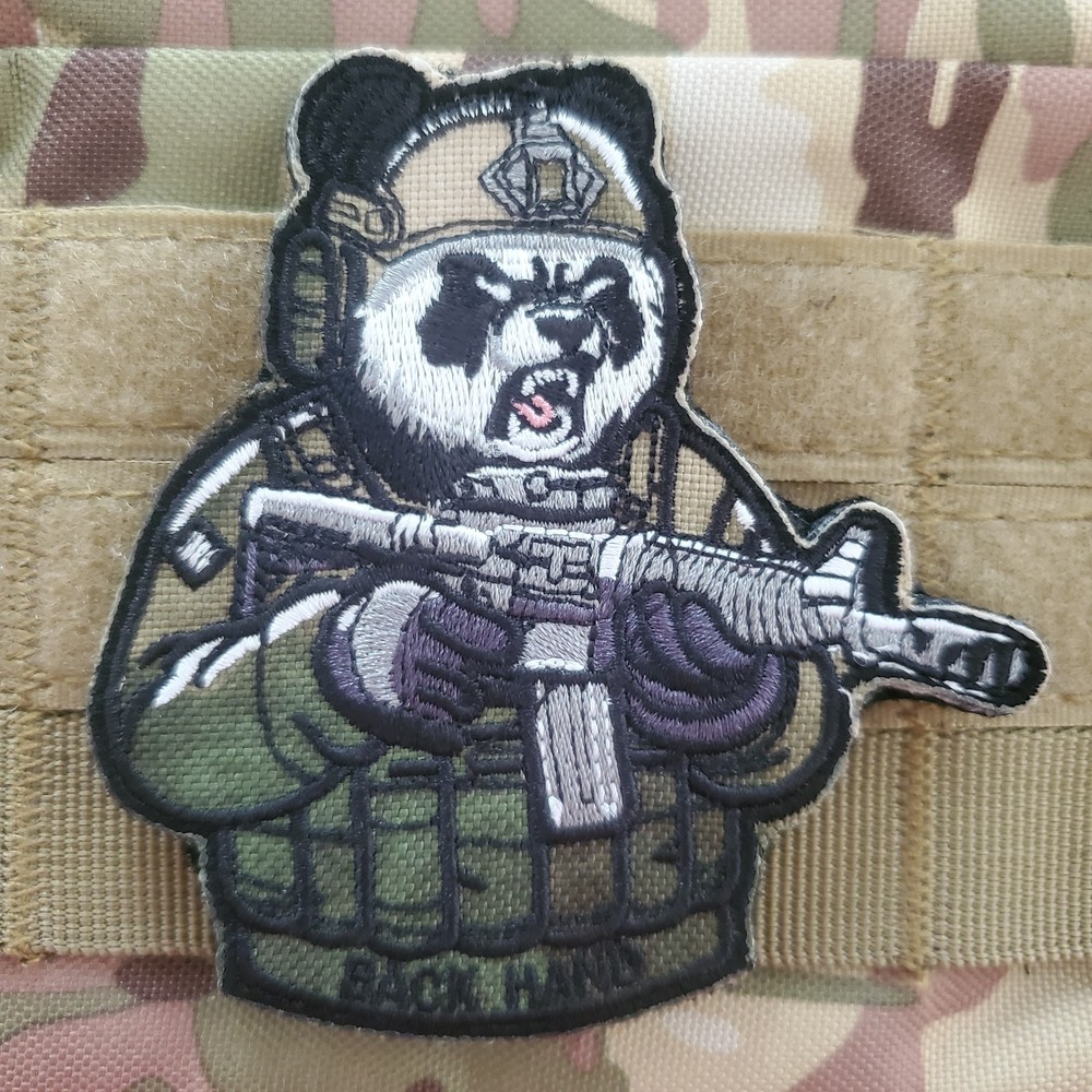 PANDA FIGHTER Embroidered Tactical Morale Patch Hook and Loop