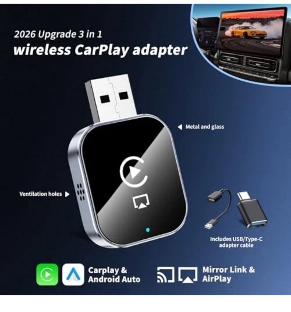Wireless CarPlay Adapter for Android Auto - 3 in 1 Screen Mirror Android auto