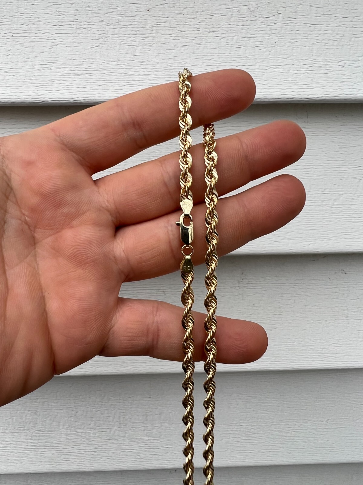 Men's Women's Real 10k Yellow Gold Hollow Rope Chain Necklace 1.5mm-4.5mm 16-30"
