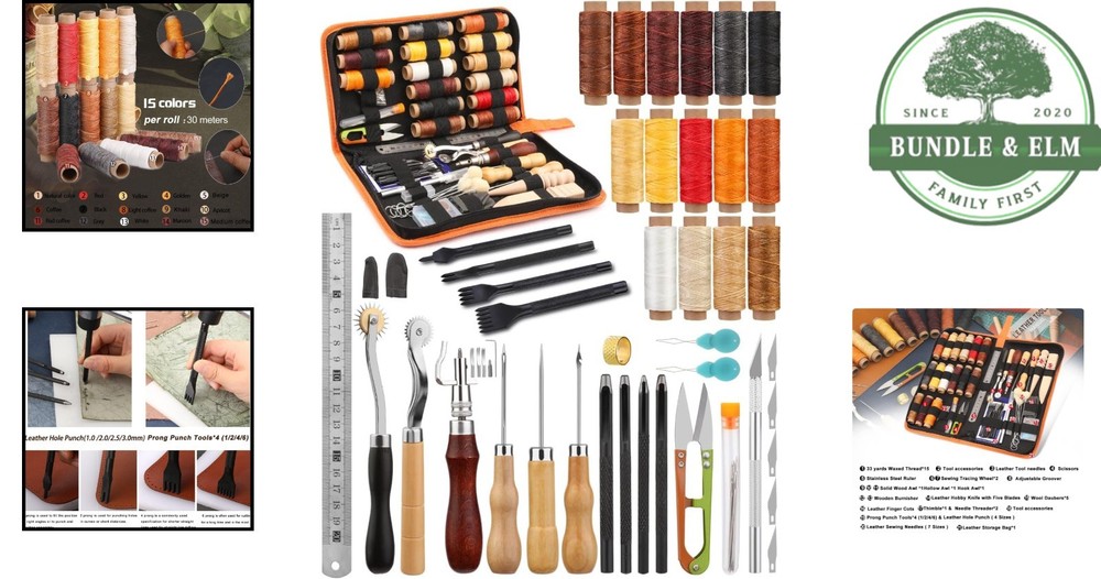 Practical Leather Tool Set for Crafting with Various Punch Sizes and Accessories