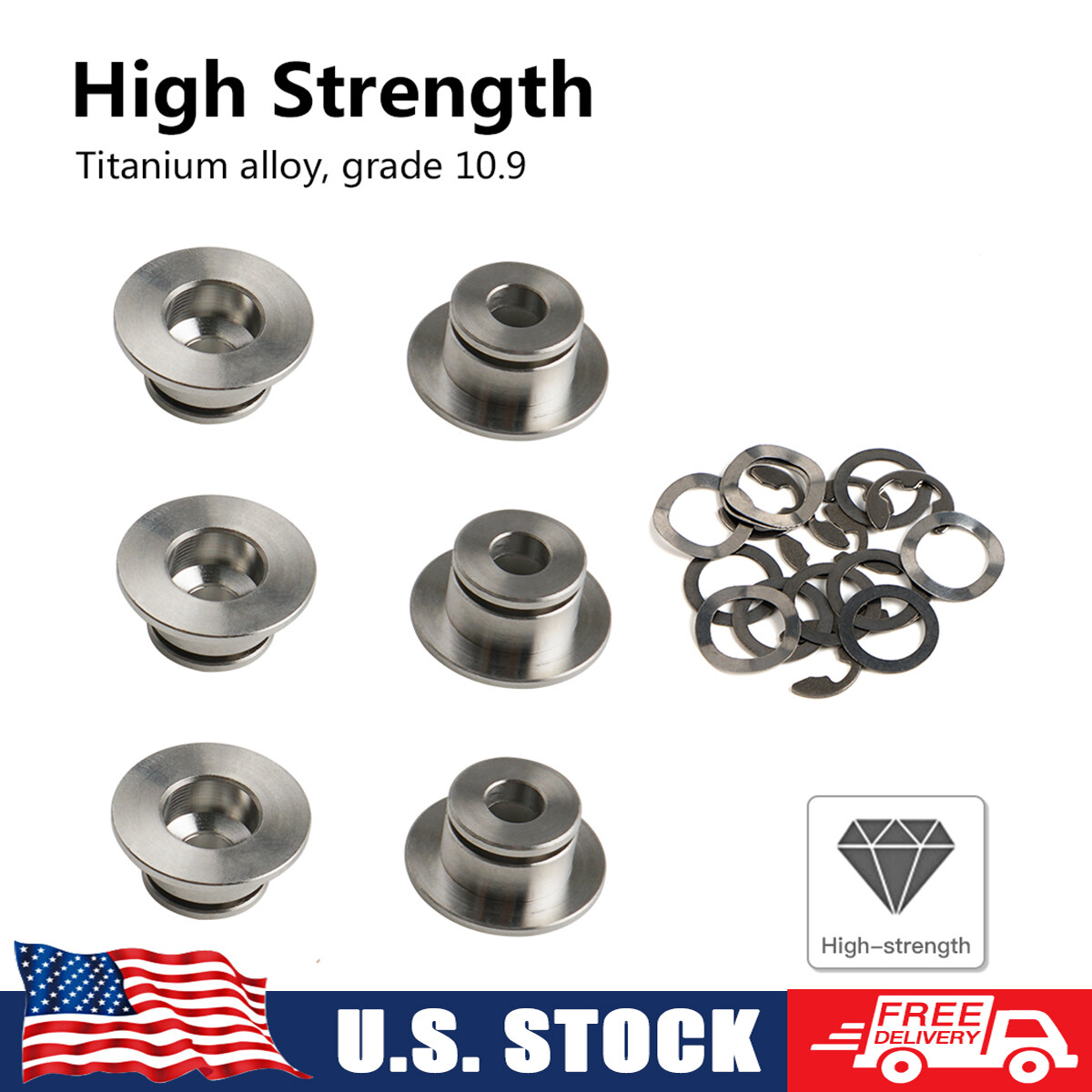 6PCS Motorcycle Bobbins Rivets w/ E-clips Floating Washers Fit Brembo Brake Disc