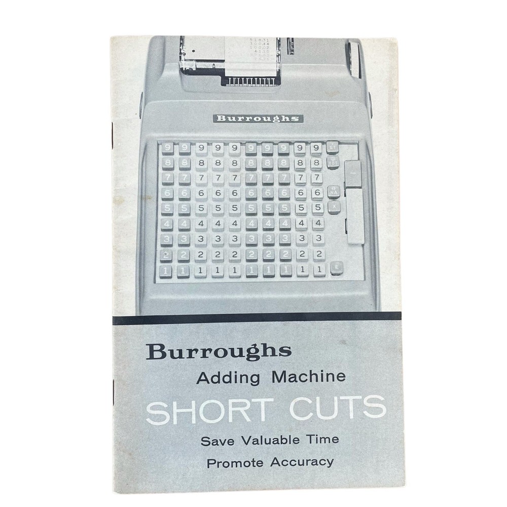 Burroughs Adding Machine Short Cuts Manual Vintage Instruction Guide Office