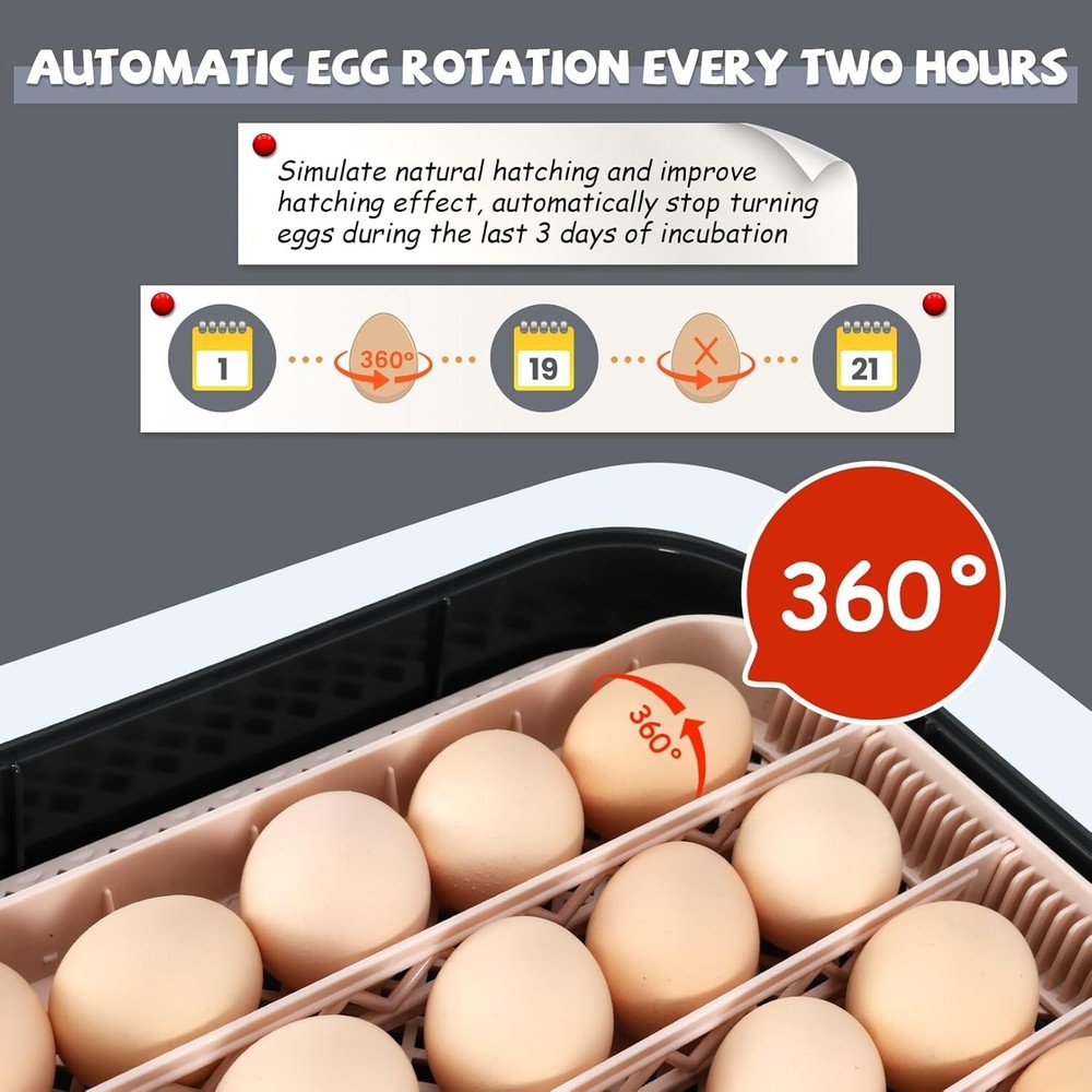 70 Egg Incubator for Hatching Eggs w/Automatic Egg Turning Temperature Control