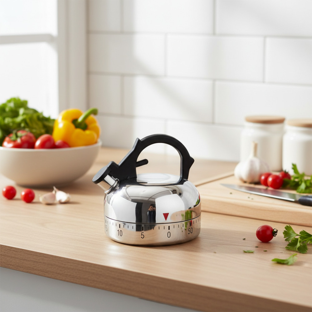 Mechanical Kitchen Timer with Mini Teapot Design for Accurate Timing Model T401