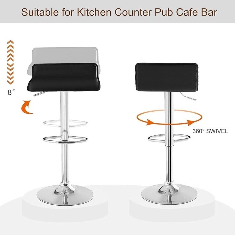 Adjustable 360° Swivel Bar Stools PVC Easy Clean Modern Design Versatile Use