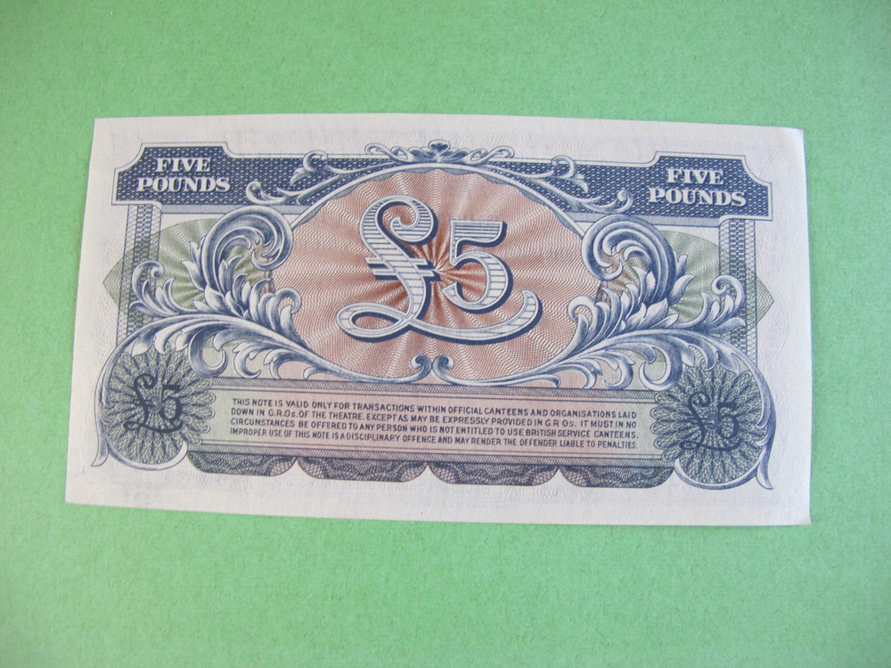 Five Pounds British Armed Forces Banknote Unc