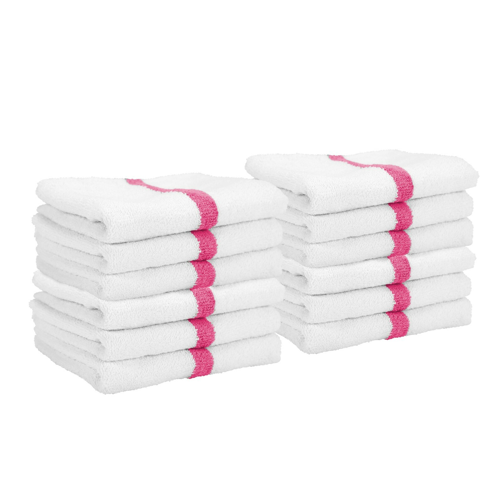 Gym Hand Towels 16x27 - Packs of 12 Absorbent Cotton Striped Workout Spa Towels