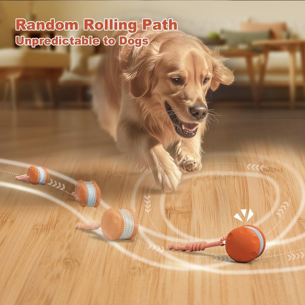 QGI Interactive Dog Toys, Random Path Electric Automatic Moving and Rolling