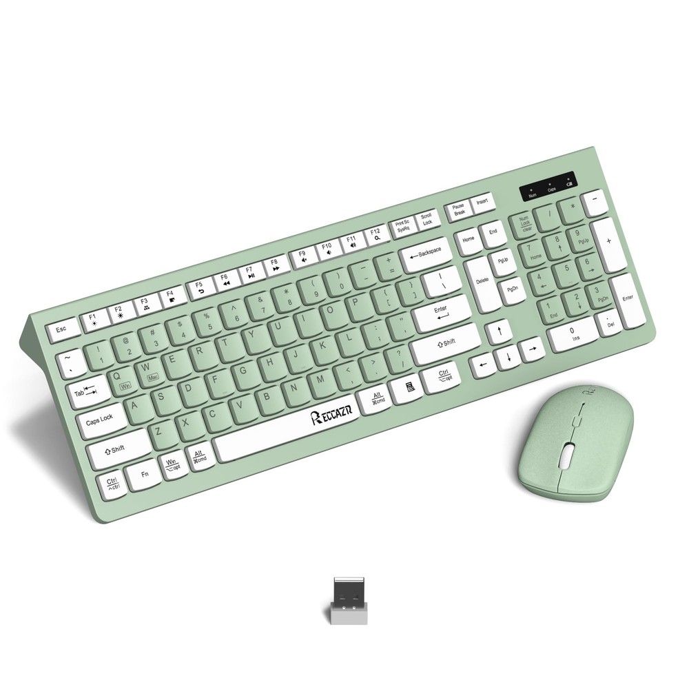 Wireless Keyboard and Mouse Combo Full-Sized Wireless Keyboard and Adjustable...