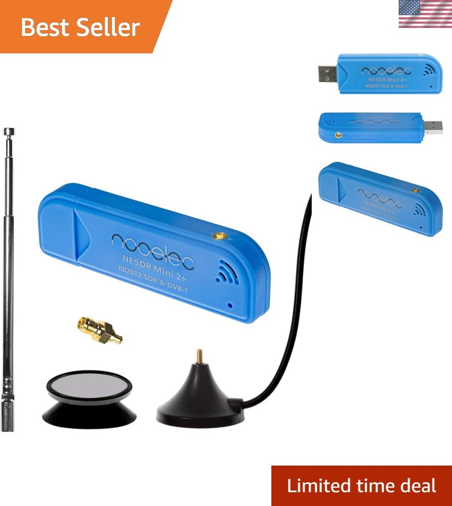 Advanced NESDR Mini 2+ USB SDR & ADS-B Receiver Set with Built-in Antenna Mount