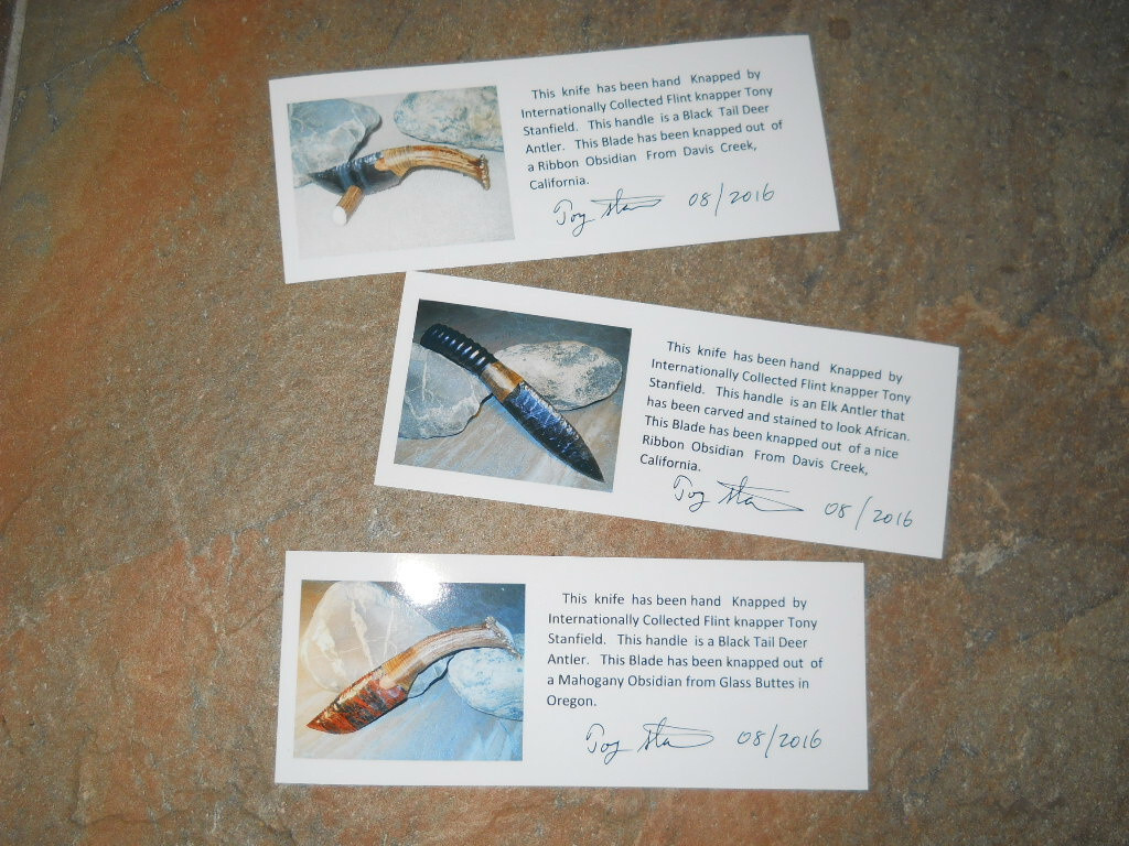 Triple Flow Obsidian Paleo Knife Manzanita Handle Flint Knapping Black Powder