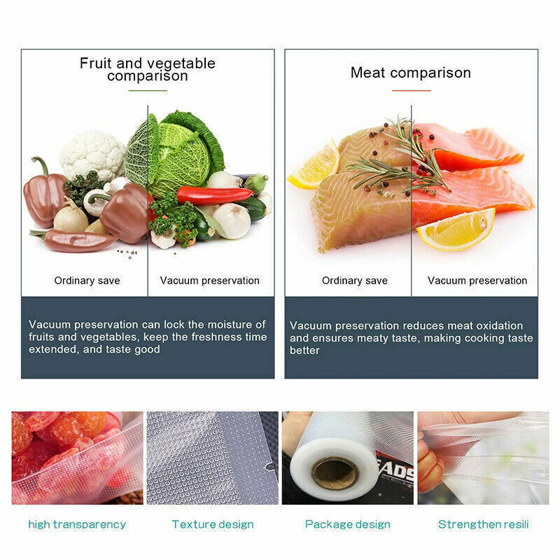 8"x50' Vacuum Sealer Bags Embossed Food Saver Magic Seal Storage 4 Mil BPA Free