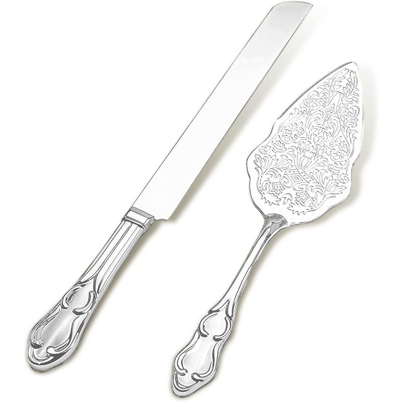 Silver Plated Cake Knife Server Set Wedding Keepsake Elegant Serving Tools New