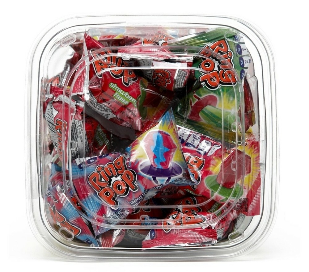 CONFETTI RING POP WITH REAL FRUIT JUICE CANDY RING ASSORTED (JAR-30PKS)
