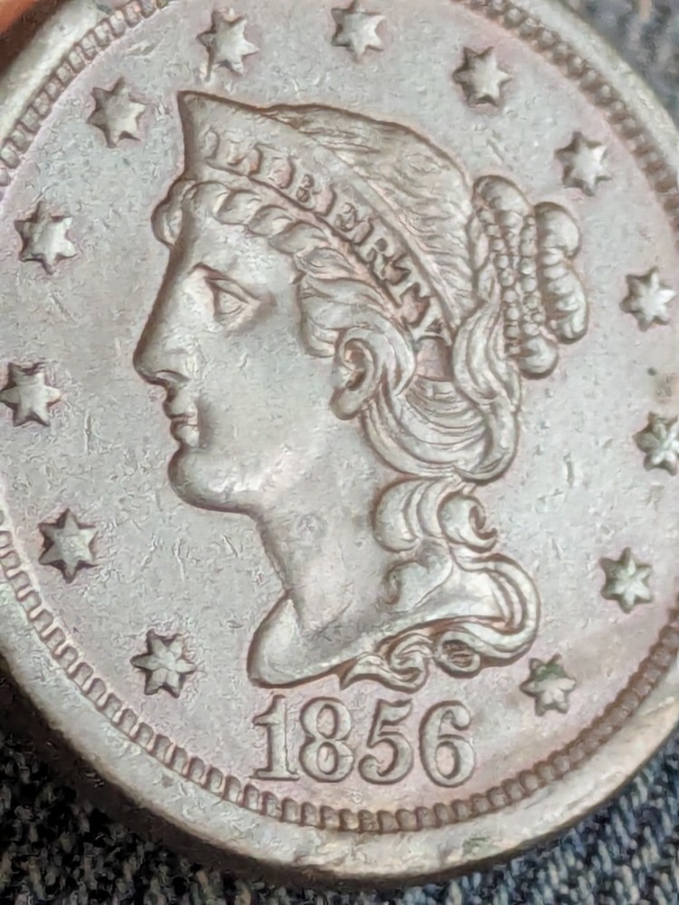 1856 Large Cent Dark Toned AU