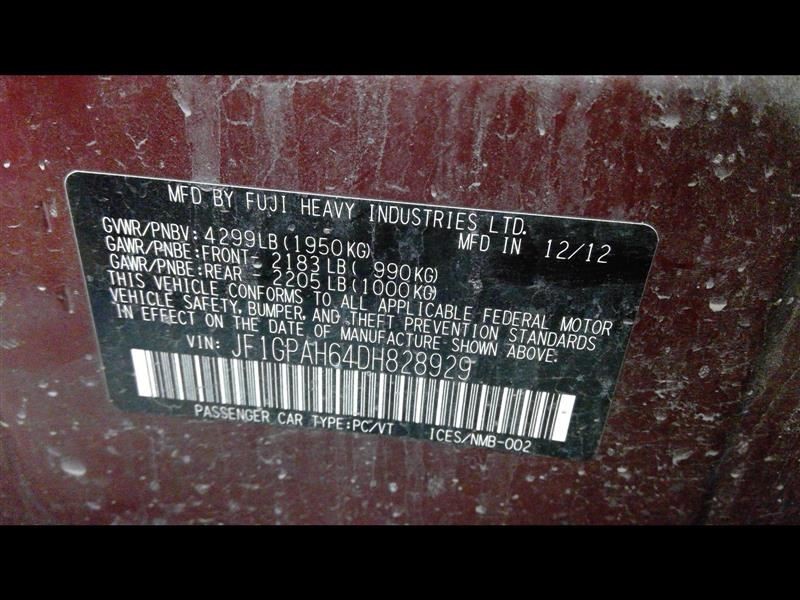 IMPREZA 2013 Glove Box 354905