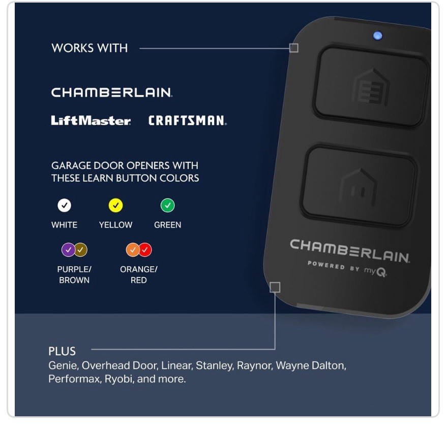 Chamberlain CHU62, Universal 2-Button Garage Door Remote Control