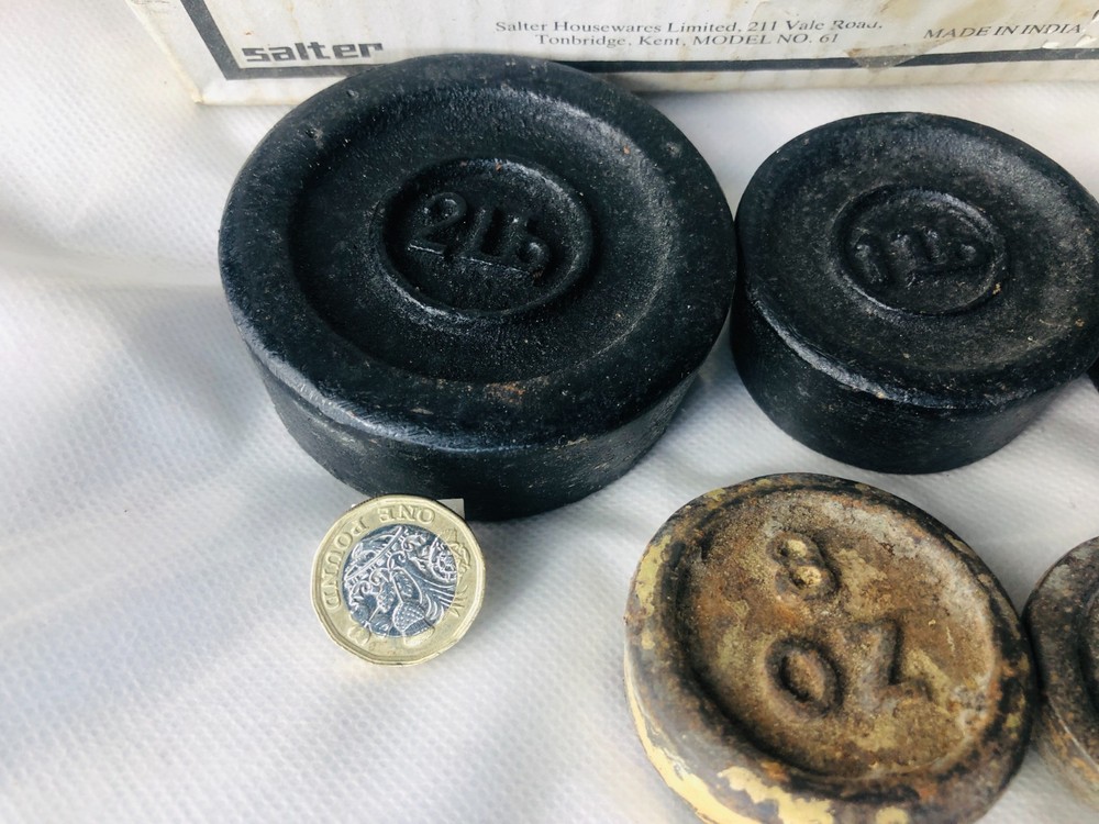 Metal Salter Kitchen Scale Weights Large Random Bundle Boxed Vintage ra