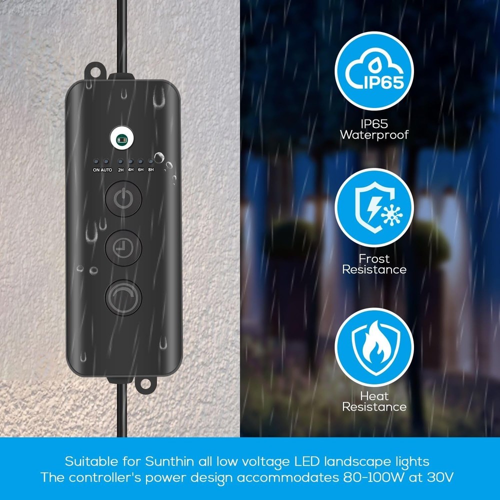 SUNTHIN Outdoor Landscape Lighting 8 Pack with Dusk to Dawn Sensor for Timer ...