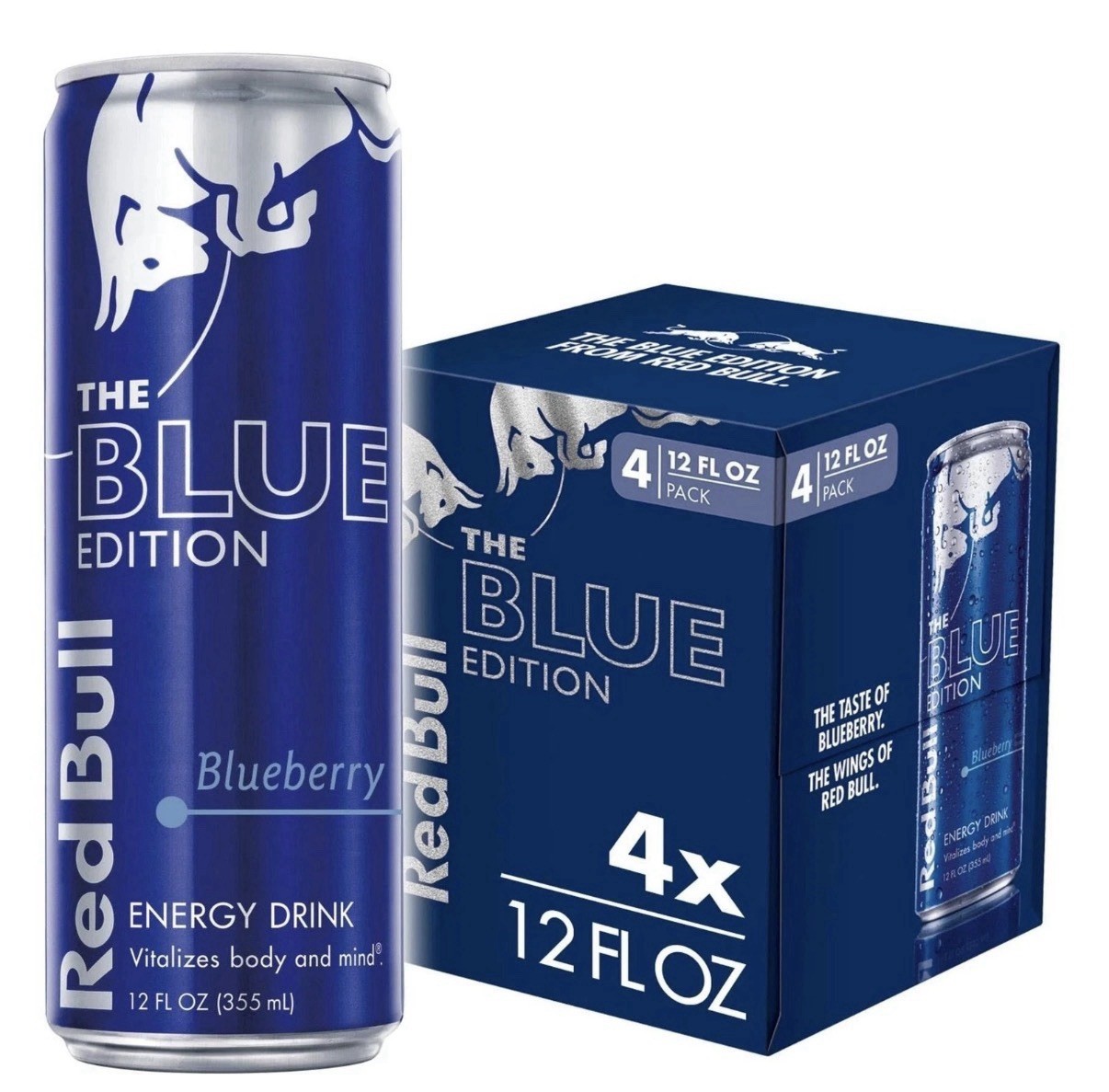 Red Bull Blue Edition Energy Drink, Blueberry, 12 fl oz, Pack of 4