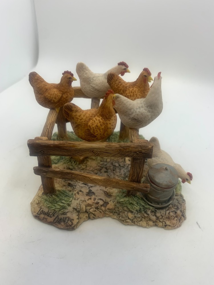 1984 Schmid Farm Chickens Roosting Nesting Signed Lowell Davis second T29