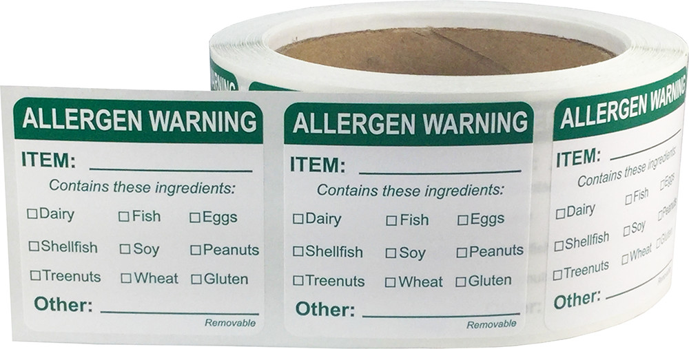 Removable General Allergen Warning Labels | 2 x 2" Inch Square | 500 Pack
