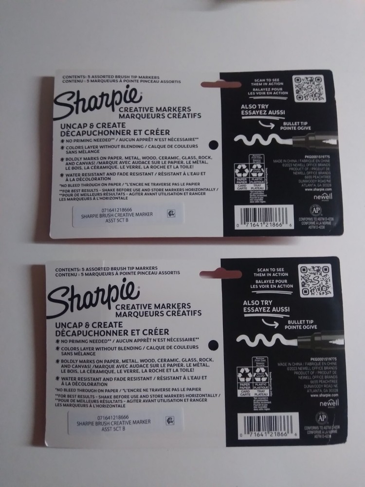 2 Pk Sharpie Creative Water-Based Acrylic Markers, Bullet Tip, Assorted Colors