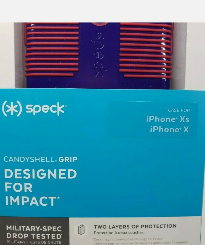 Speck CandyShell Grip Case for iPhone Xs X ULTRAVIOLET PURPLE & RUBY RED New