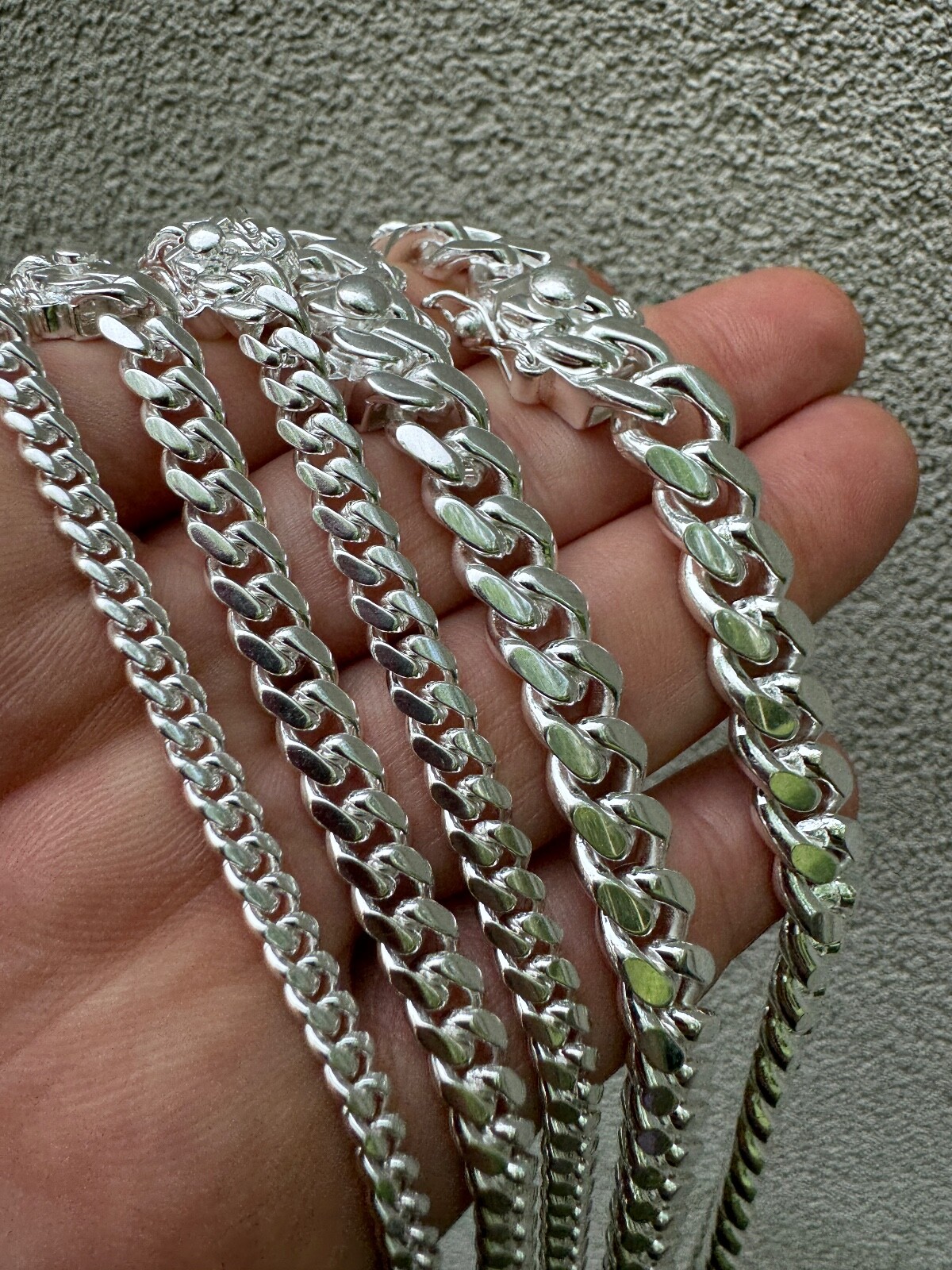 Real Miami Cuban Link Chain Or Bracelet Solid 925 Sterling Silver Box Lock ITALY