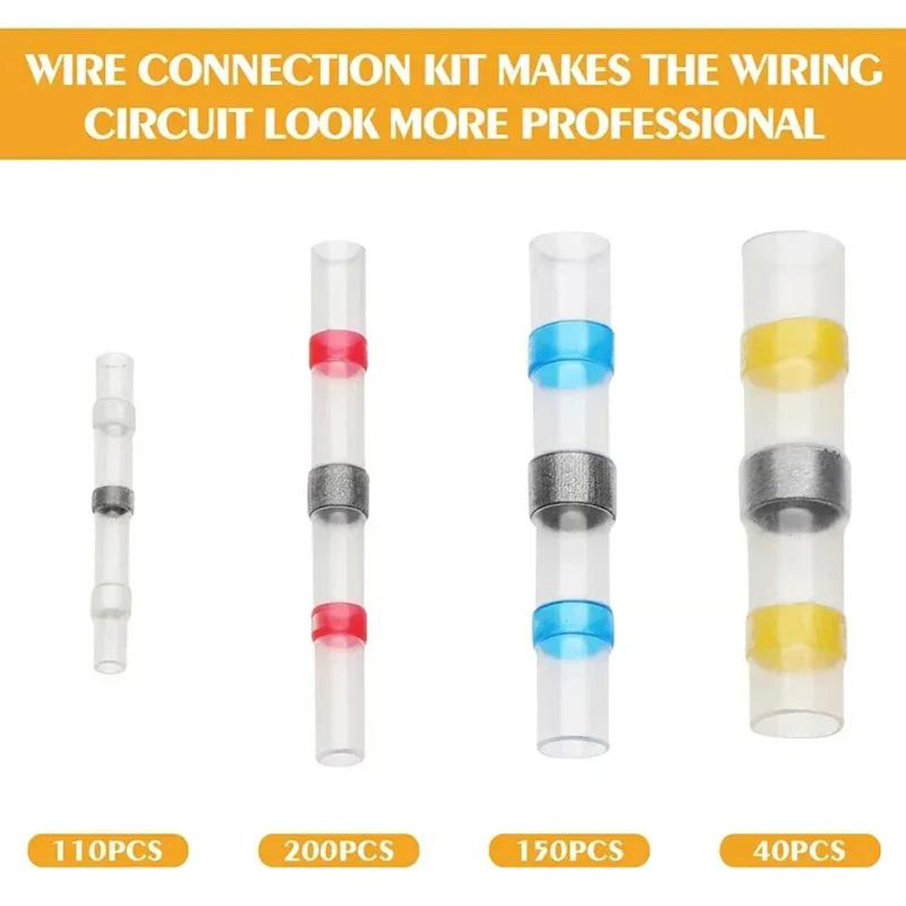500x Heat Shrink Waterproof Solder Seal Sleeve Wire Butt Connectors Terminal Kit