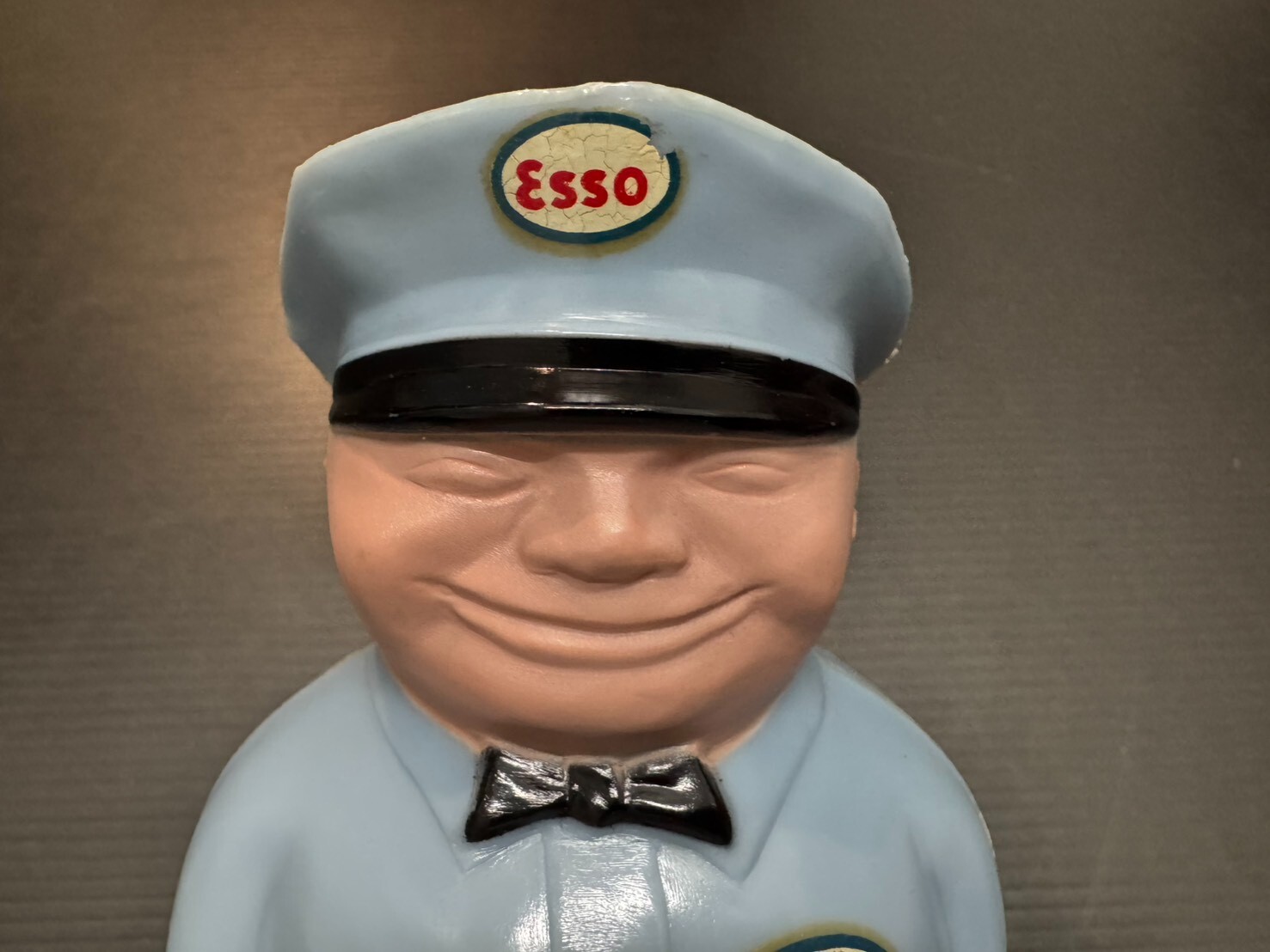 NOS 50s Vintage ESSO Gas Oil Station Advertising Fat Man Coin Bank Figure vespa