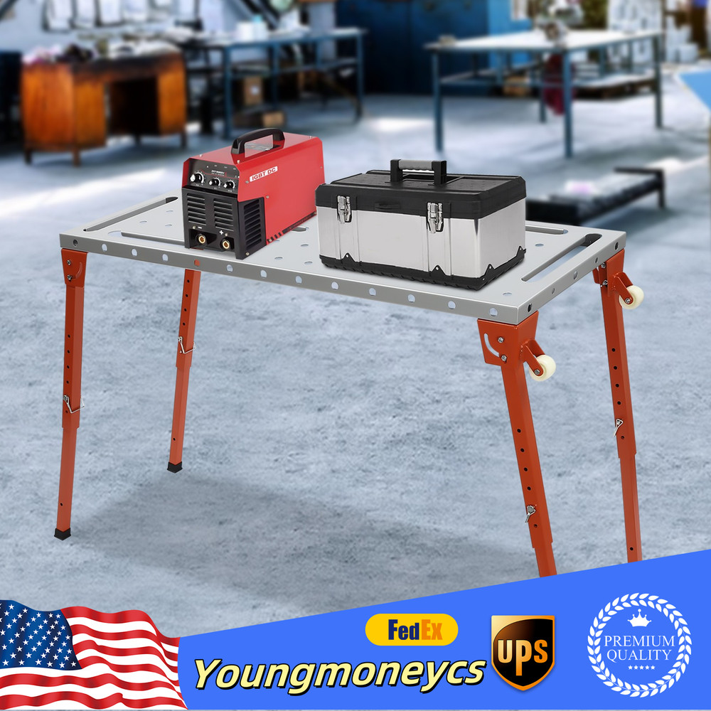Welding Table 46" x 18" 1000LBS Folding Workbench Adjustable Height 13-21inch