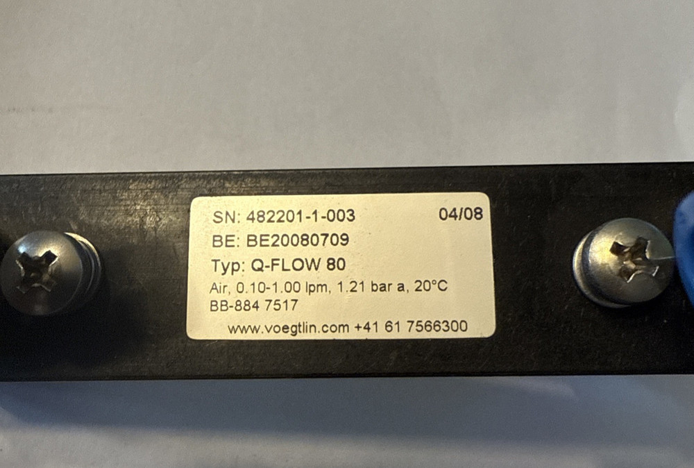 Vogtlin BE20080709 Q-Flow 80 Variable Area Flowmeter, BB-884-7517