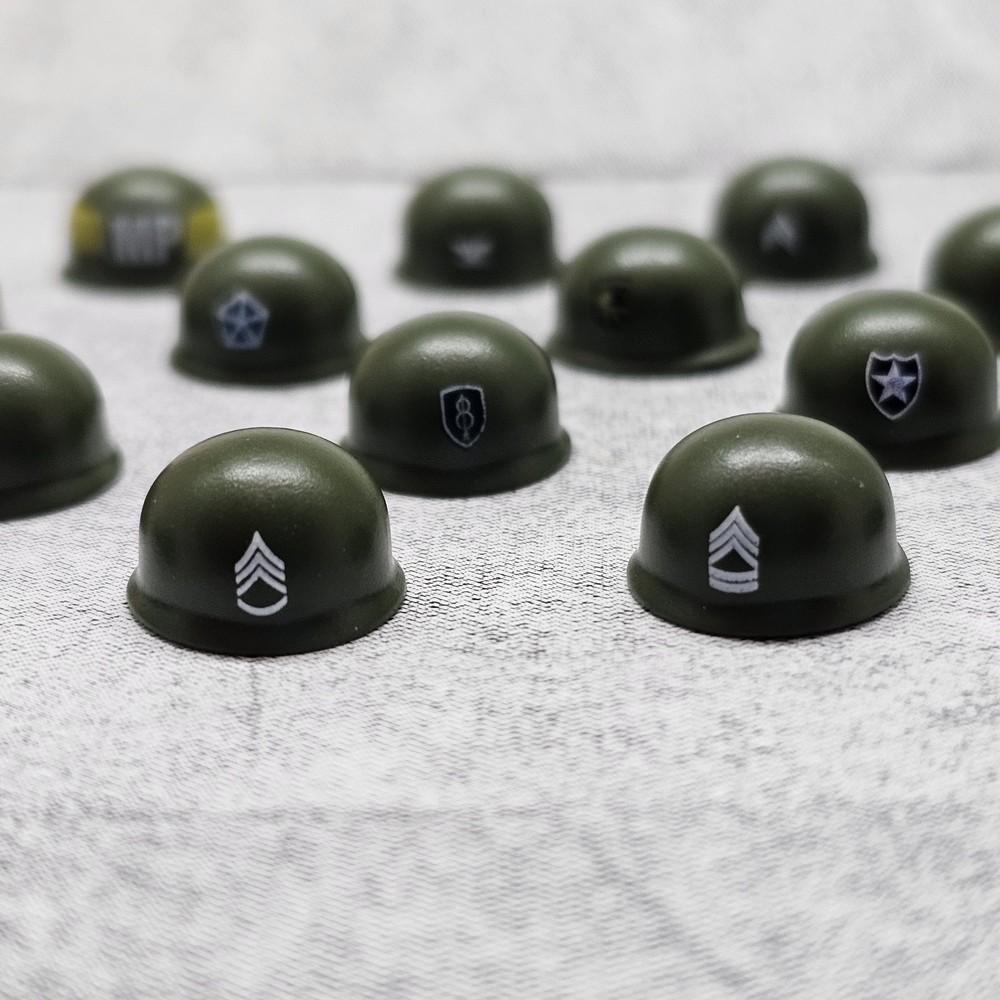 Multipack WW2 Platoon Helmets Blocks Accessory for Minifigures gc4A73