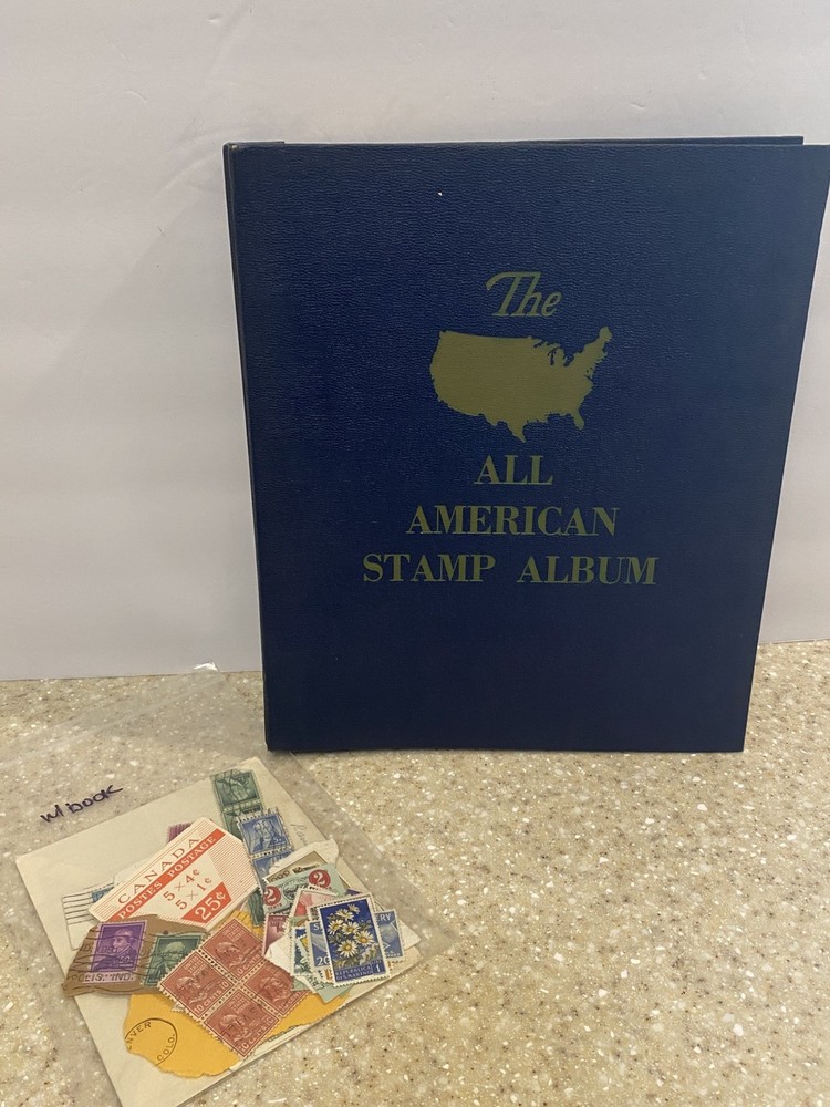 All American Stamp Album 1847-to Date With a few Stamps Plus Loose Stamps
