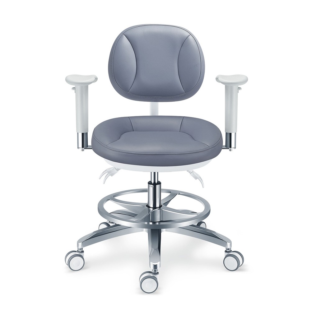 Adjustable Microfiber Leather Microscope Rotated Doctor Chair + Armrest PLST-084