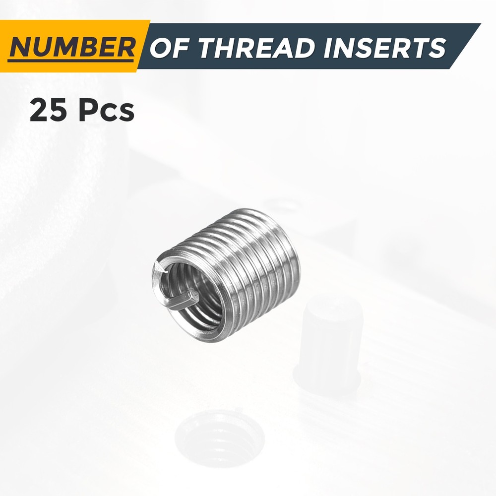 25pcs Wire Thread Inserts M3 x 0.5 x 2D Metric Helical Threaded Sleeve