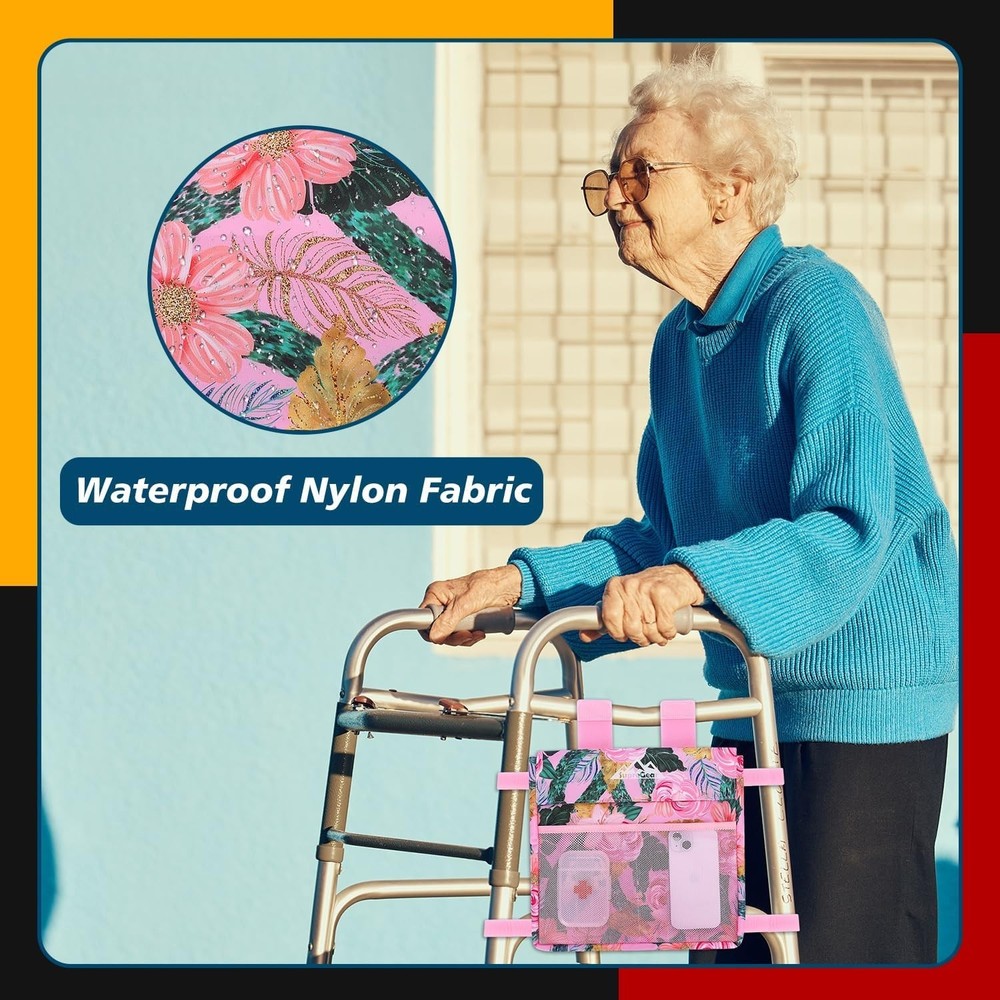 Walker Side Bag, Water Resistant Accessory Basket Pouch for Folding Walkers, ...