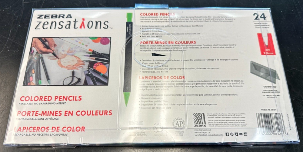 Zebra Zensations Colored Pencils 24/Pkg Assorted 045888081246